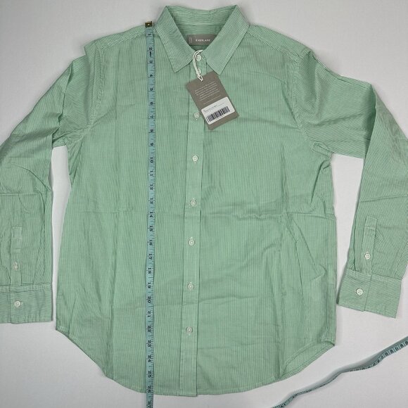 Everlane Women’s NWT Green Striped The Silky Cotton‎ Relaxed Career Shirt 0/C38 - Picture 11 of 14